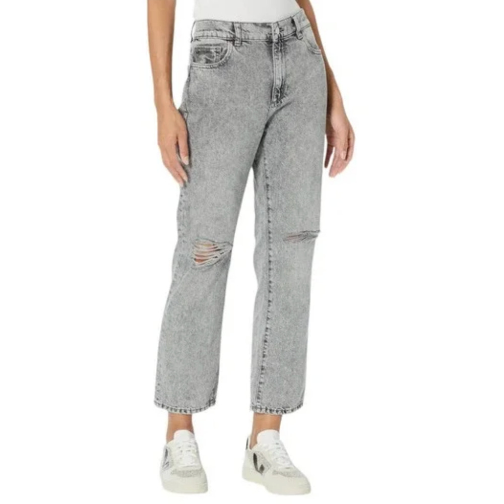 DL1961 Patti High Rise Vintage Chalk Distressed Ankle Straight Jeans Size 26 NEW